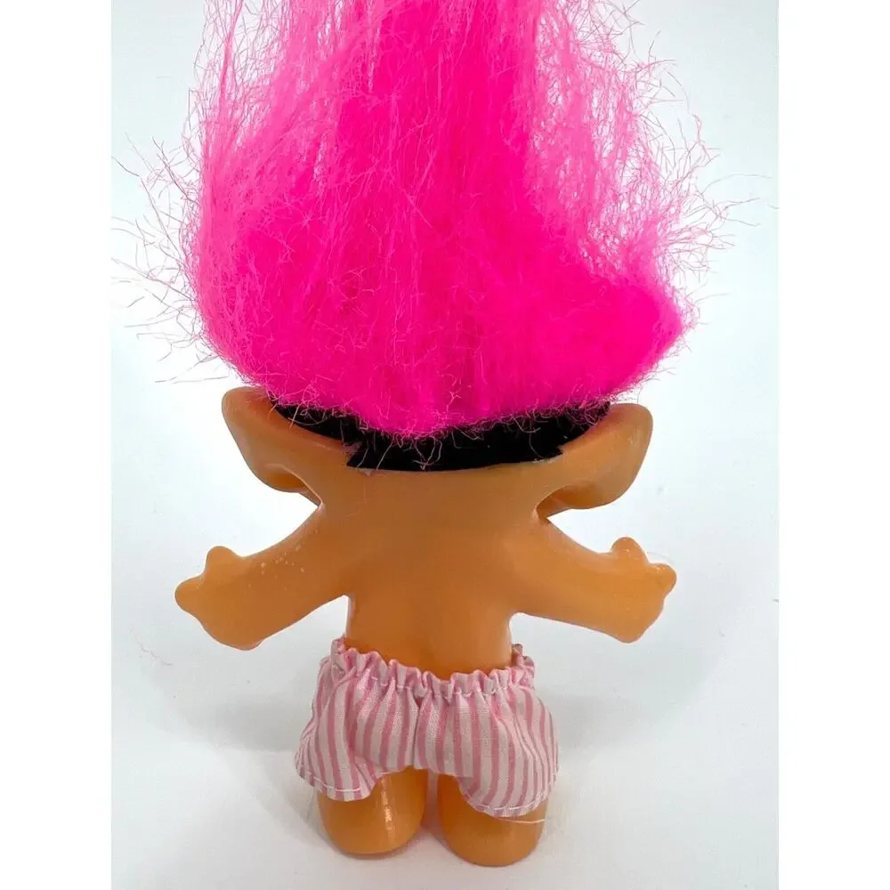 Vintage Korea Lucky Troll Doll Boxer Shorts Mask Pink Hair Brown Eyes